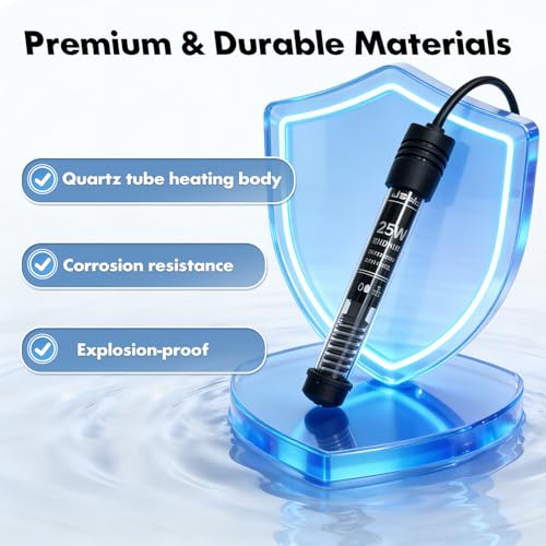Submersible Aquarium Heater, Adjustable Fish Tahk Heater with Free Thermometer Suitable for Marine Saltwater and Freshwater - size: R25