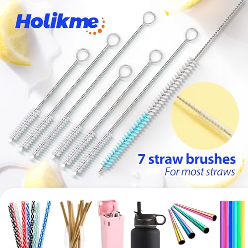 Holikme Bottle Brush Tube Cleaning Lab Set with Long Handle, Cup Cleaner for Washing Narrow Neck Beer Wine Decanter Pipes Lids Sinks Cap Covers, Azul - color: Azul