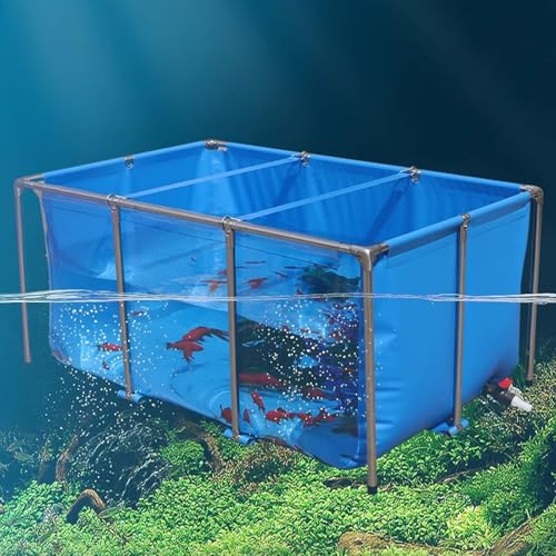 PVC Canvas Liners Above Ground Koi Fish Pond with Transparent Viewing Window and Stainless Steel Frame, Large Outdoor Aquarium Fish Tank for Turtle/Goldfish Farming, Foldable(59.0"x39.3"x27.6") - size: 59.0"x39.3"x27.6"