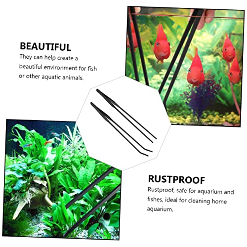 BESPORTBLE 2pcs Aquarium Tweezers Set Straight Curved Plant Cleaning Tools for Aquatic Maintenance Rustproof Design Easy to Use