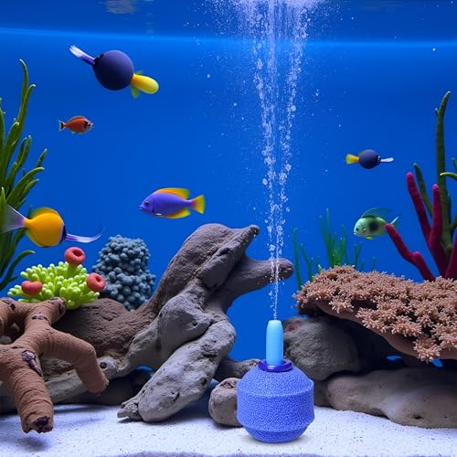 Blue Ball Shape Airstones, Air Bubble Increaser for Aquarium Fish Tank Oxygen Adjustable Stone Ball Air Pump Accessory Aquarium Pumps and Filters