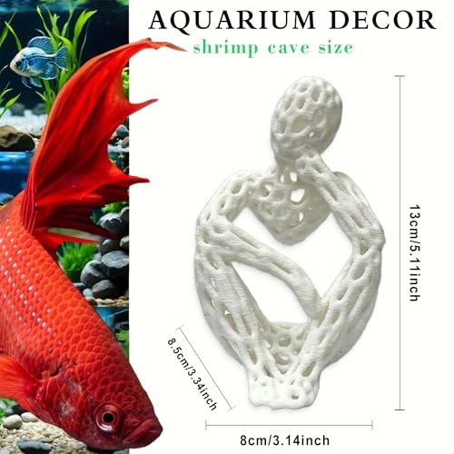 LIYAOLI Shrimp Hide Cave for Aquarium Sculpture Decor- Modern Shrimp Hiding Spots for Tank,3D Printed White Fish Tank Accessories Decorations, Safe Shelter for Shrimps/Betta/Turtles (White) - color: White
