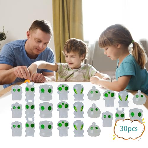 30pcs Mini Resin Alien Variety Tiny Alien Figures Miniature Little Small Animals Figurines Bulk for Micro Fairy Garden Landscape Accessories Hide Crafts Decor Aquarium
