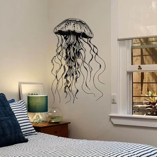 Large Jellyfish Wall Decal,Under The Sea Jellyfish Wall Sticker,Waterproof Peel and Stick Removable Ocean Mural for Baby Nursery Boy Girls Room Bedroom Bathroom Daycare Playroom Classroom Wall Decor