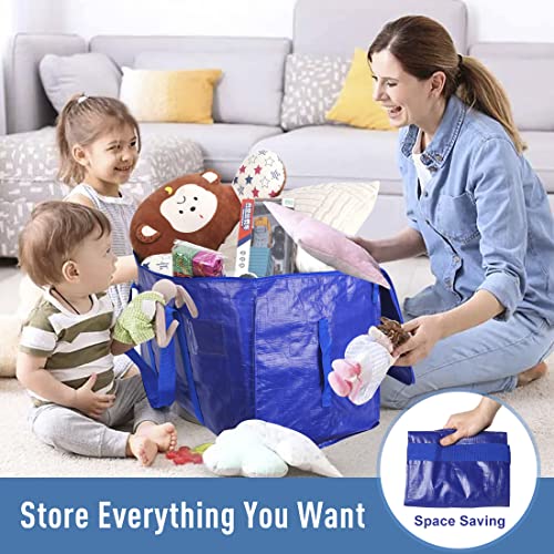 Extra Large Moving Bags Heavy Duty Totes for Storage Packing, Space Saving, Traveling, with Zippers & Strong Carrying Handles (Set of 8) - color: 8-package-Blue