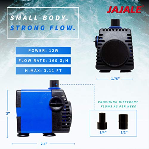 158 GPH Submersible Water Pump - Adjustable Quite Aquariums, Fountains, Hydroponics, and Pond Pump, 3.11ft Lift, 12W - 4 Pack - color: Blue; 4 Pack, size: 158 GPH