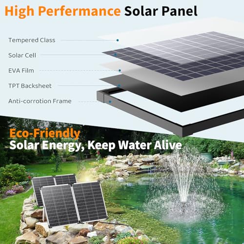 Antfraer 120W Solar Pond Filter with Water Pump, 1600GPH Solar Pond Filter with 3-Stage Filtration, Pond Filter Box with Filter Medias for Outdoor Ponds Fish Tank Waterfall Water Features - size: 120W