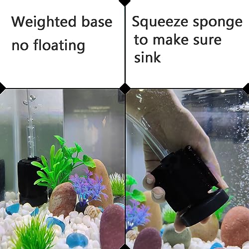 AQUANEAT Aquarium Air Powered Sponge Filter, Fish Tank Bio Bubble Filter with Airline Tubing, Valves, Suction Cup(up to 10Gal)