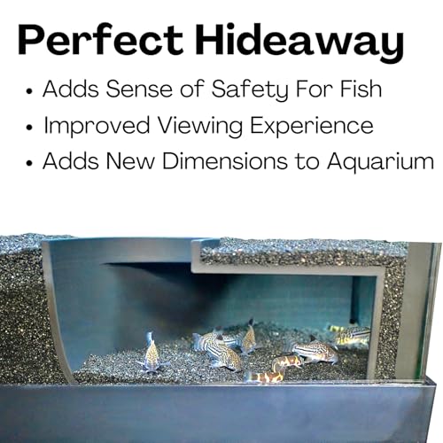 Aquarium Underground Two Hole Corner Cave | Viewing Fish & Shrimp Tunnel | Fish Tank Undergravel Hide Decor Decoration Hideout Perfect For Corydora Catfish, Kuhli Loach, Pleco, Betta Fish