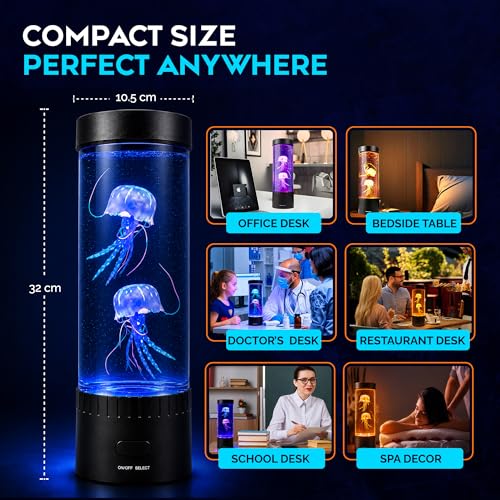 Brewish Jellyfish Lamp,16 Color Changing Mood Lamps, 4 Modes Aquarium Night Light, Artificial Fish Tank with Moving Fish, Sensory Room LED Lights for Autism, ADHD, Excellent Gift