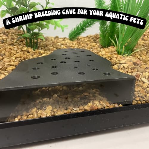 REEFSHAPE Aquarium Shrimp Breeding Cave | Protector for Shrimp Tanks | Aesthetic & Functional Viewing Cave for Shrimp & Other Aquatic Pets | Made in USA (Breeding Cave, Black)