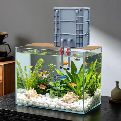 Aquarium Water Filter - Three Tier Box, Pump Cycle System, Turtle Tank Kit, Efficient Filtration Unit, Pond Use, Saltwater Outdoor Care, Home Commercial Setup Enhancing Aquatic Health Durin