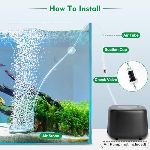 hygger Air Stones for Aquariums, Transparent Acrylic Fish Tank Bubbler Kit with Air Tube, Ultra Silent Bubble Stone Super-High Dissolved Oxygen Diffuser for Aquarium Fish Tank and Hydroponic - size: 3.1 inch