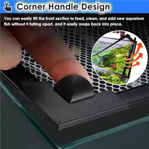 Aquarium Anti-Jump Cover， Square Terrarium Top Covers Anti-Fish Jump Net with Corner Handles(L120xW60cm) - size: L120xW60cm