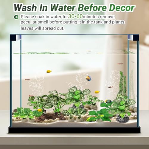 GOZILLA Silk Fish Tank Plants,Reptile Artificial Plant,Reptile Plants for Terrarium,Aquarium Decorations Accessories Set,Resin Driftwood Artificial Silk Aquarium Plant for Fish Tank.(11PCS/D-Set) - color: 11pcs/D-set