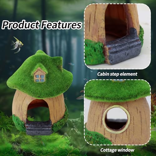 WishLotus Mushroom Fish Tank Accessories, Resin Aquarium Decorations with Hollow Hole Fishtank Decorations for Shrimp Betta Betta Fishtank Accessories for Resting Playing Hiding (Fat Mushroom)