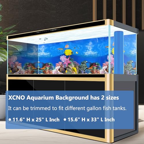 XCNO Aquarium Background Poster Water Plants 3D Coral Fish Tank Background Picture Double Sides Fish Tank Stickers 10 20 Gallon Tank 12"x 25" - color: Sea World, size: 11.6" x 25" In