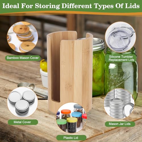 2 PCS Mason Jar Lid Organizer Vertical Mason Jar Lid Storage Bamboo Tumbler Lid Holder Cup Lid Organizer Suitable for Mason Lids/Canning Lids/Bamboo Lids Mason Jar Accessories (2 Wide) - size: 2 Wide