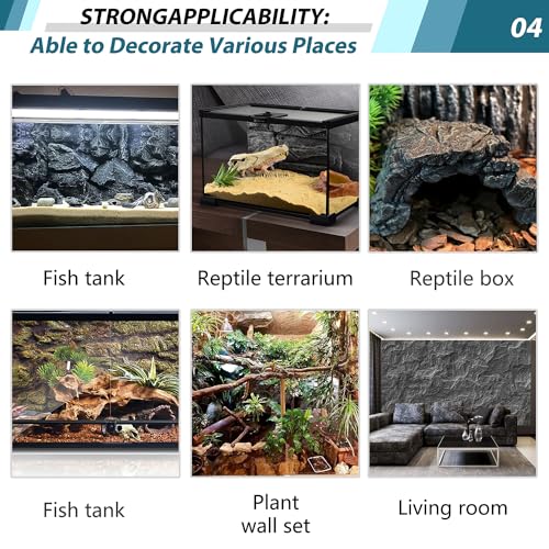 17.7x11.8in Rock Terrarium Background,3D Reptile Tank Background Board,Amphibian Stereo Backdrop Wall,Lizard Snake Gecko Spider Turtle Fish pet silo Background Decorative Panel(Blue) - color: Blue-17.7"*11.8"（1pcs）