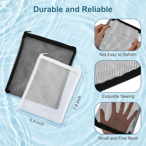 CIATBYYJ 16 Pack Aquarium Filter Media Bags with Zipper, Fish Tank Media Mesh Filter Bag, Reusable Fine Mesh Bag for Activated Carbon, Bio Balls, Ceramic Rings - Net Hole 1-2mm, (7.8" x 5.9")