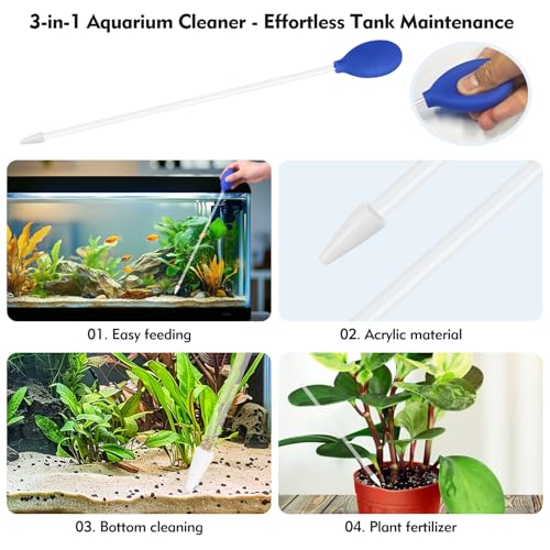 3 Pcs Multi-Functional Axolotl Tank Accessories, Pro-Grade Straight and Curved Long Tweezers with Extended Reach and Ergo-Grip, Plus a Precision Coral Feeder in One Care Bundle