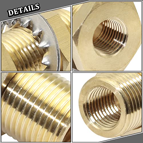 CheeMuii 4 pcs 1/4 Bulkhead Brass Pipe Fitting Anchor Coupling Bulkhead Tank Fitting 1/4" Bulkhead Tank Fitting Frame Hose Connector