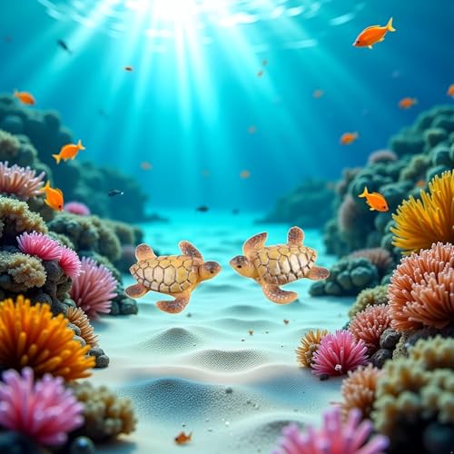 2Pcs Miniature Sea Turtle Figurines for Fairy Garden, Fish Tank, Succulent Planter Decoration, Fish Tank Decoration