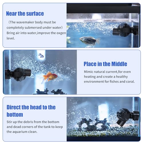 AQUANEAT Aquarium Wavemaker Circulation Pump, 1600GPH Fish Tank Powerhead, Submersible Water Pump, Magnetic Base - size: 1600GPH