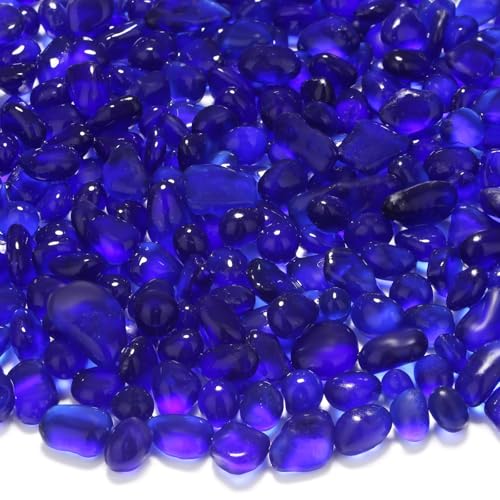 YATOJUZI Aquarium Gravel Fish Tank Rocks 0.85lb Sea Glass Stones for Crafts Decorative Frosted Glass Pebbles for Aquarium Fish Tank Vase Filler DIY Home Decor (Cobalt Blue) - color: Cobalt Blue