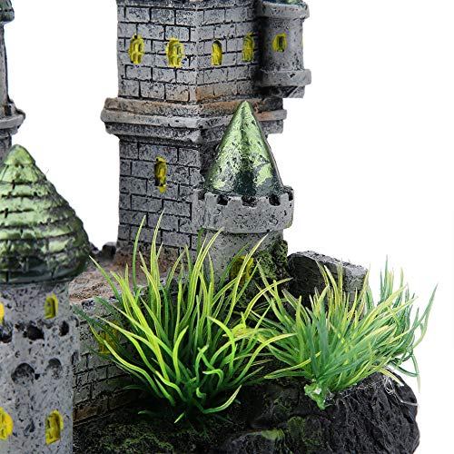 Tnfeeon Castle Aquarium Decoration - Large Resin Castle Decor Mountain View Aquarium Ornament with Fish Hideaway