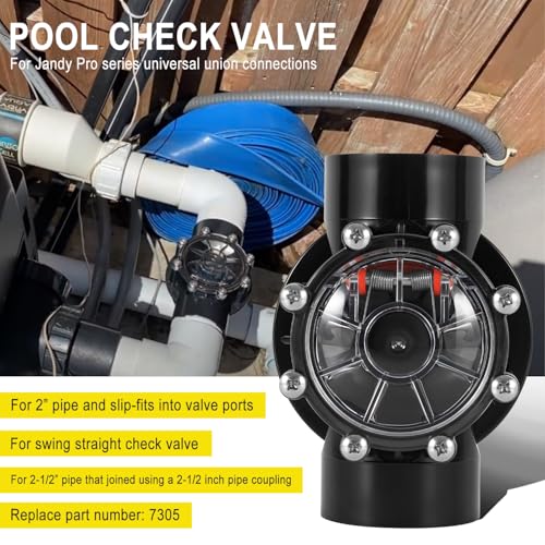 7305 Check Valve Replacement, 2 Inch or 2.5 Inch PVC One-Way Valve for Pool and Spa Plumbing Systems, Clear Cover Backflow Preventer for Inground & Above Ground Use