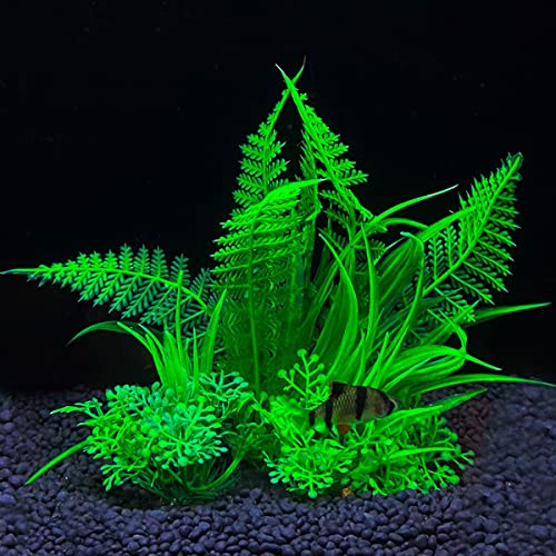 Artificial Aquarium Plants Plastic, Fake Plants for Aquarium Fish Tank, Realistic Plant 10PCS - color: 10pcs Green