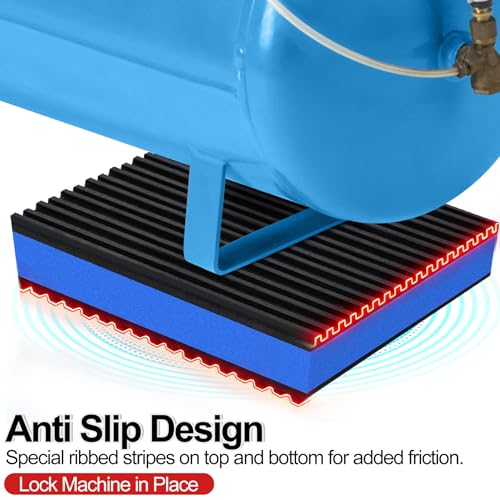 12 Pack Anti Vibration Pads for Washing Machine 4"x4"x7/8", Sound Isolation Vibrating Pad Ribbed Rubber Damping Mat EVA Center for Air Compressors, Conditioner, Treadmill, HVAC Washer Dryer - size: 4" - 12 Pack