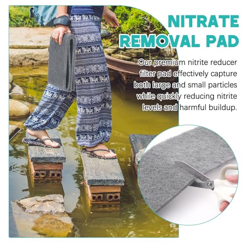 Treela Nitrite Remover Pad 4.53 x 39.37 inches Nitrate Reducer Filter Pad Fish Tank Filter Pads Nitrate Remover Cut to Fit for Aquariums and Pond Reducing Media Pad - color: Gray, size: 4.53 x 39.37 Inch