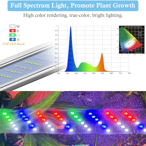 HITOP 24-30in Plant Growth Aquarium LED Light with Timer, Full Spectrum Auto 24/7 Lighting Cycle& 10-Level Brightness Adjustment, Fish Tank Light with Extendable Brackets - style: 24-32in