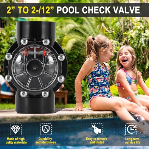 7305 Check Valve Replacement, 2 Inch or 2.5 Inch PVC One-Way Valve for Pool and Spa Plumbing Systems, Clear Cover Backflow Preventer for Inground & Above Ground Use