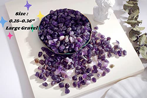 Amethyst Crystal Gravel Polished Chips Stones Pea Quartz 0.3-0.4" Tumbled Stone Crushed Natural Home Decoration Small Pebbles mini Fish Tank Vase Filler Landscape Bottom Ornament 250G 0.55 lbs - color: Purple - Amethyst, size: 0.55 Pound