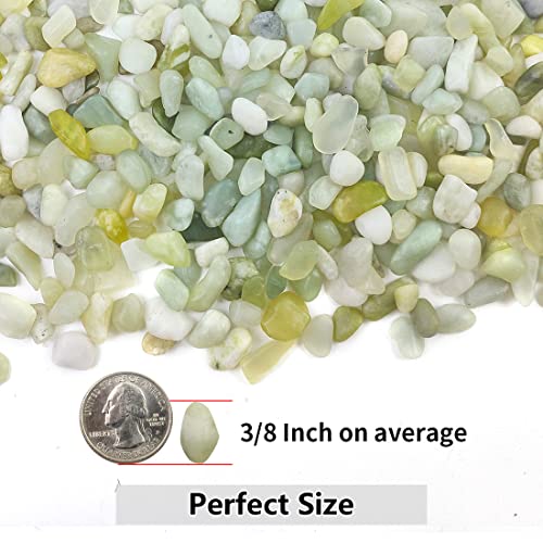 YISZM 2LB Succulent and Cactus Jade Pebbles, 3/8 Inch Natural Decorative Polished Stones, River Rocks for Indoor Plants, Vases, Planters and Outdoor Gardening - color: Jade, size: 2 Pounds