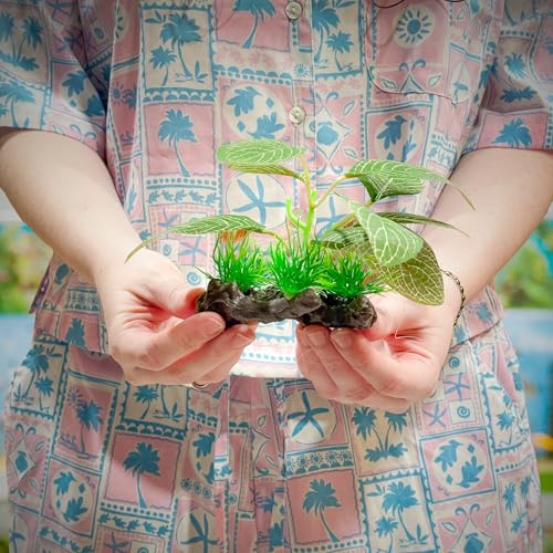 CTWPets Betta Driftwood Decor – Soft Silk Aquarium Plant for Betta Fish, Shrimp, and Tropical Tanks – Safe, Vibrant Aquascape Decoration (Mint Dot) - color: Mint Dot