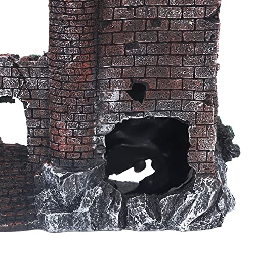 Tyenaza Fish Tank Castle Decoration, Aquarium Castle Decoration, Lifelike Hideout Resin Fish Tank House Ornament for Saltwater Freshwater