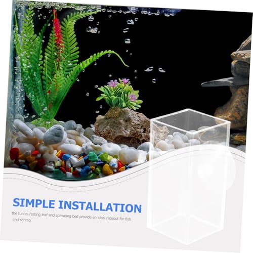 Toyvian Betta Fish Acrylic Tube Tunnel Dual Purpose Hideout for Betta Fish Shrimp Resting Leaf Spawning Bed Quick Installation Fish Tank Decoration Secure Aquarium