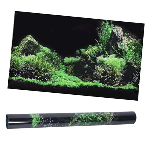 Aquarium Poster, Seafloor Water Grass Fish Background Decoration 3D PVC Self Adhesive Fish Wallpaper Sticker for Aquarium Fish Decoration(24.0 x 15.7in) - size: 61*40cm