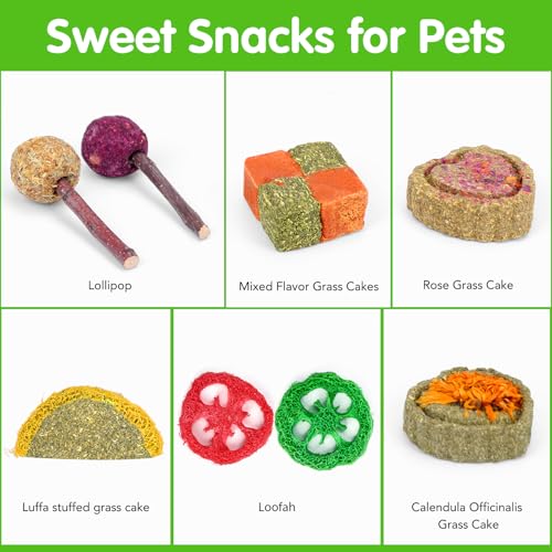 VESPRO Bunny Teys for Rabbits Hamster/Guinea Pig Toys Natural Timothy Hay Sticks chew Treats and Balls for Rabbit, Bunny, chinehila, Guirea Pig, Hamster, Rabbit Teeth Care - size: 24Pack-Set