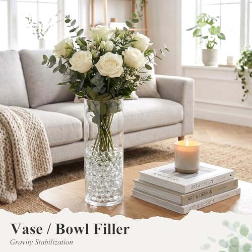 DomeStar 1LB Glass Marbles, Round 0.63 Inch Clear Glass Beads for Vase Fillers, Home Decor - color: Clear