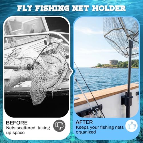 Fishing Net and Gaff Holder, Vertical Wall Mount Storage Plastic Bracket for Boat Docks, Garage Walls, Net & Long Handle Tools Organizer, 3.15 x 2.76 x 2.36 in