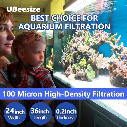 UBeesize Aquarium Filter Media Floss, 100 Micron Pond Filters for Outdoor Ponds and Fish Tank, High Efficiency Aquarium Filter Material, No Dye and Reusable Filter Floss, 24" x 36" - size: 24" x 36"