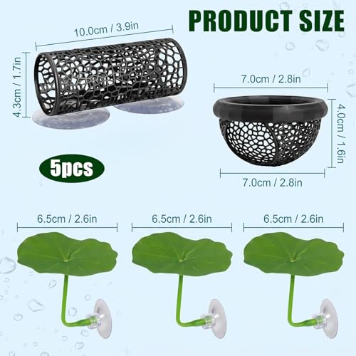 Betta Hammock, 5-Piece Set with Floating Betta Hide and Betta Fish Enrichment Toys, Aquarium Decor for Betta Fish Stress Relief and Natural Exploration, Includes Tunnel and Floating Bed
