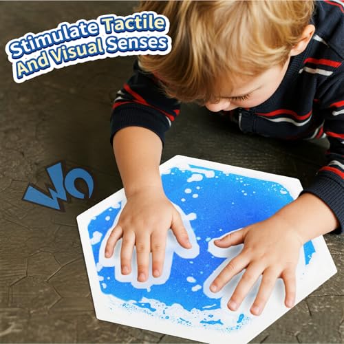 Liquid Sensory Floor Tiles for Kids Toddlers - 4 Pack Hexagon Puzzle Lava Mats for Kids Sensory Development & Creative Play, Calming Gifts for Autism, Home, Classroom Playrooms - style: Hexagon Tiles (4-Pack)