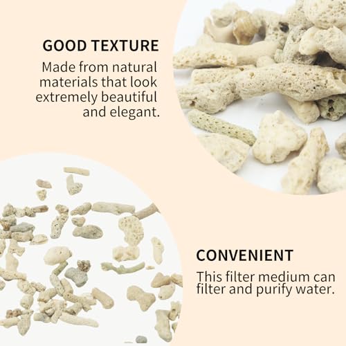 500g/1.1lb Crushed Coral for Freshwater Aquarium, Pond Filter Aquarium Filter Media to Raise ph, Reusable Aquarium Filter, Fish Tank Coral Stones
