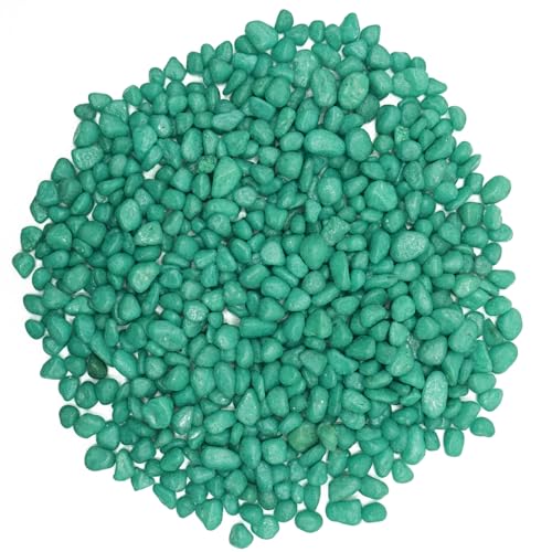 Green Pebbles for Crafts, 0.9 Pound Natural Polished Aquarium Gravel, Decorative Pebbles for Indoor Plants, Turtle Tank, Vase, Succulents Cactus, Garden Landscaping - color: Green